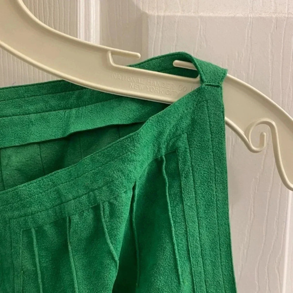 Mollie Parnis Skinner Ultra Suede fabric green v neck dress size extra small - Picture 5 of 8